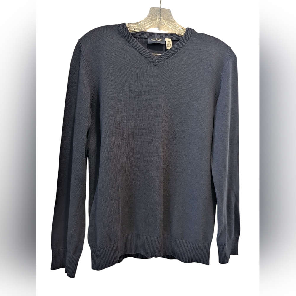 The Children's Place Kid's Navy Blue 100% Cotton V-Neck Sweater Size 14 XL *NWT